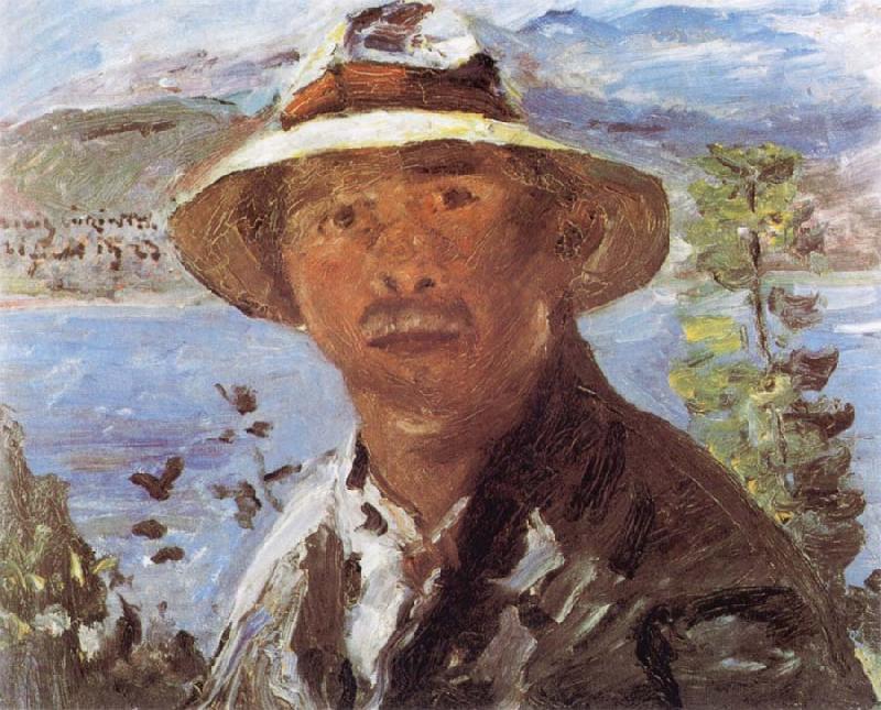 Lovis Corinth Self Portrait with Straw Hat Germany oil painting art